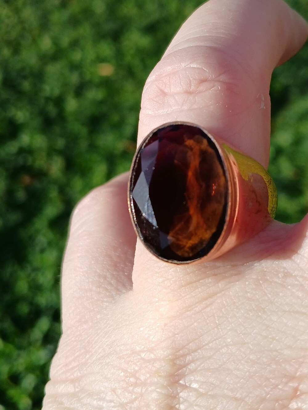 New Men's Smoky Topaz Copper Ring. 